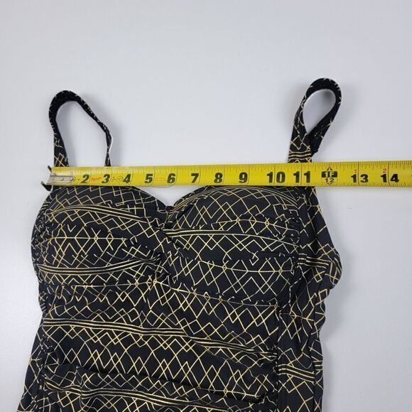 Nip Tuck One Piece Bathing Suit Black and Gold Trim size 6 EUC - Picture 8 of 16